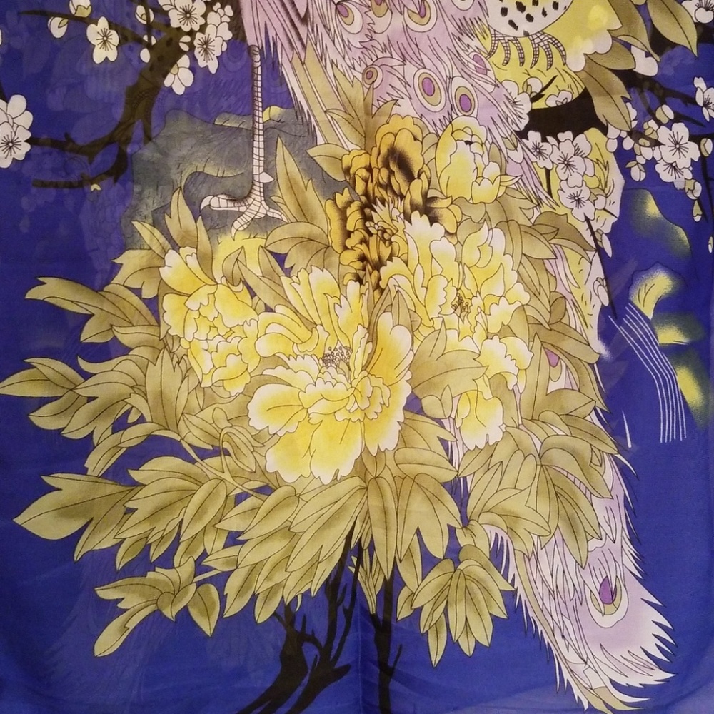 ❤💋🆕️SCARF...Blue chiffon long print - Picture 3 of 4